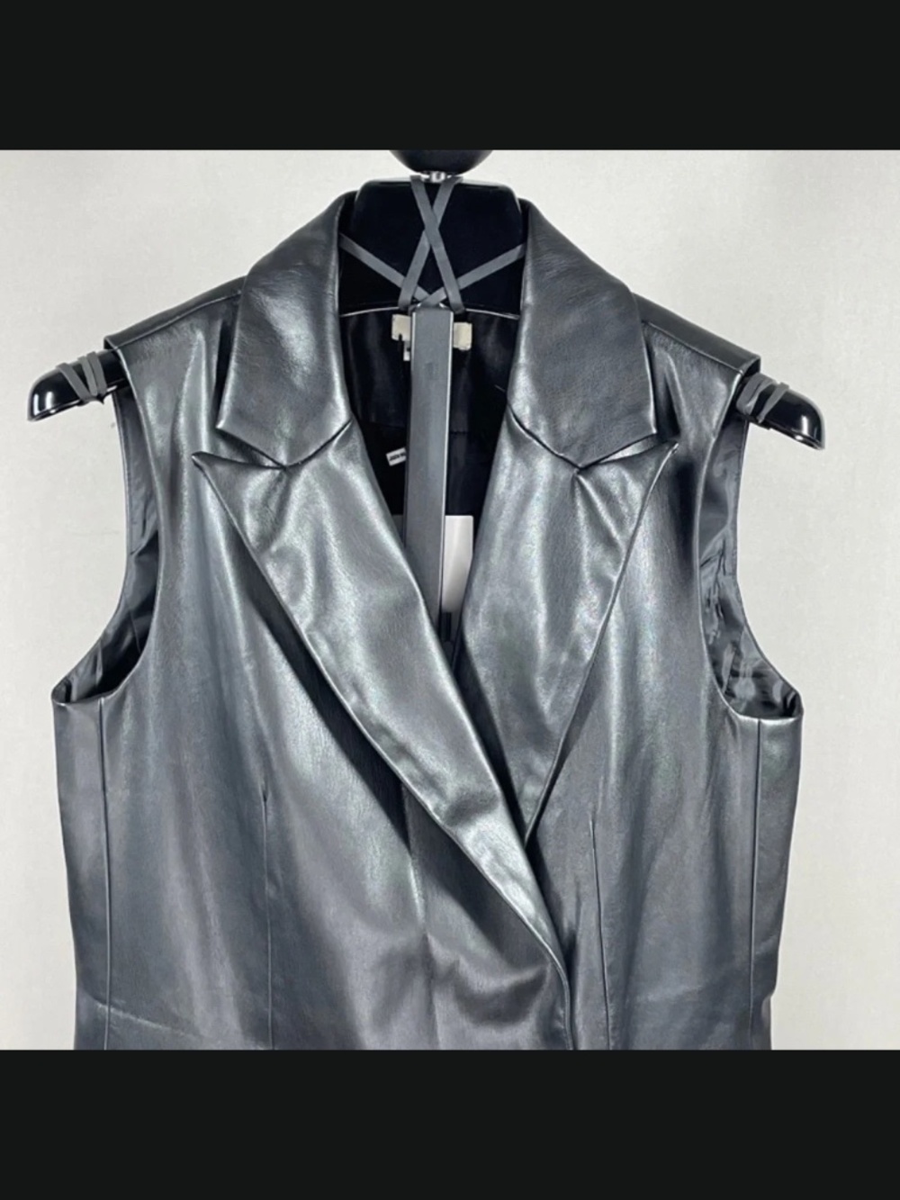 NEW Jason Wu Vest Jacket Womens Small black faux leather blazer moto designer - Picture 2 of 10